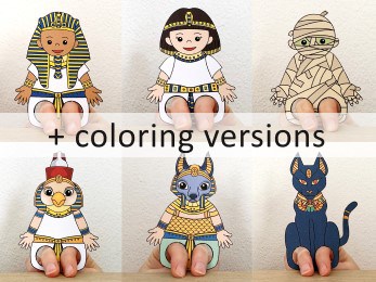 Ancient Egypt finger puppet template printable coloring craft activity for kids