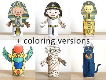 Ancient Egypt toilet paper roll printable craft activity for kids