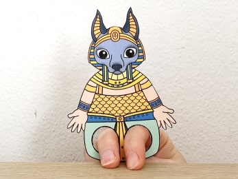 Anubis finger puppet template printable ancient Egypt craft activity for kids