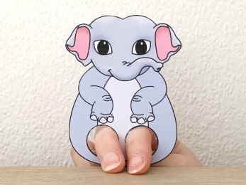 Asian elephant finger puppet template printable Asian animal craft activity for kids