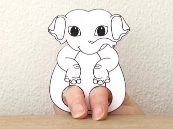 Asian elephant finger puppet template printable Asian animal coloring craft activity for kids