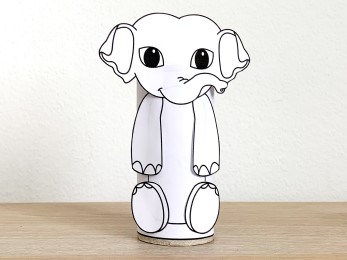 Asian elephant toilet paper roll craft Asian animal printable coloring decoration template for kids