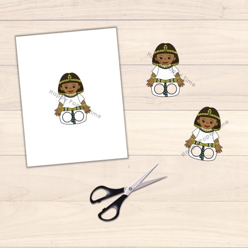 Cleopatra finger puppet template printable ancient Egypt craft activity for kids