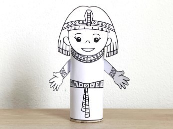cleopatra ancient Egypt toilet paper roll printable coloring craft activity for kids
