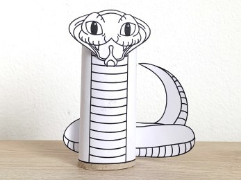 cobra snake toilet paper roll craft Asian animal printable coloring decoration template for kids