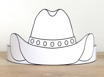cowboy hat paper crown printable coloring wild west craft activity for kids