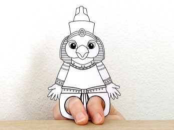 Horus finger puppet template printable ancient Egypt coloring craft activity for kids