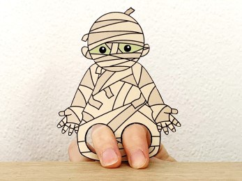 mummy finger puppet template printable ancient Egypt craft activity for kids