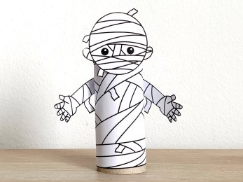mummy ancient Egypt toilet paper roll printable coloring craft activity for kids