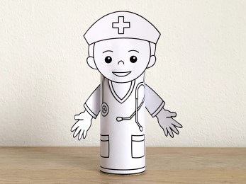 nurse toilet paper roll printable coloring craft activity for kids
