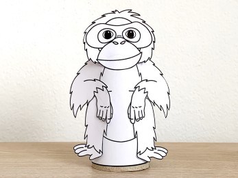 orangutan toilet paper roll craft Asian animal printable coloring decoration template for kids