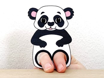 panda finger puppet template printable Asian animal craft activity for kids