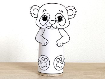 panda toilet paper roll craft Asian animal printable coloring decoration template for kids