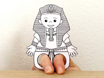 pharaoh finger puppet template printable ancient Egypt coloring craft activity for kids
