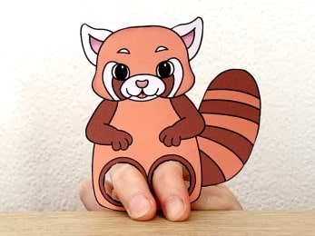 red panda finger puppet template printable Asian animal craft activity for kids