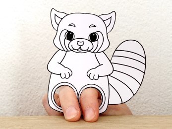 red panda finger puppet template printable Asian animal coloring craft activity for kids