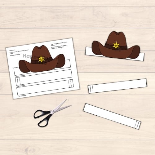 sheriff hat paper crown printable wild west craft activity for kids