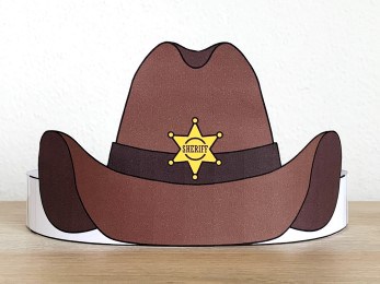 sheriff hat paper crown printable wild west craft activity for kids