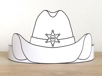 sheriff hat paper crown printable coloring wild west craft activity for kids