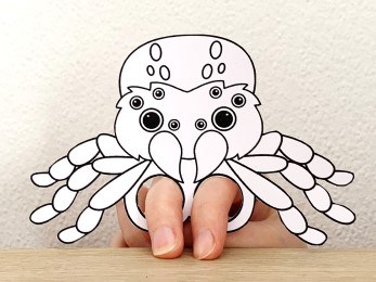spider finger puppet template printable bug insect coloring craft activity for kids