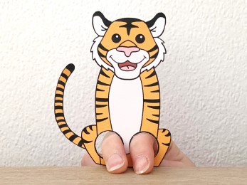 Tiger finger puppet printable template - Easy kid craft - Happy Paper Time