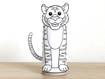 tiger toilet paper roll craft Asian animal printable coloring decoration template for kids