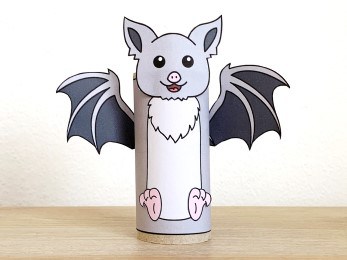 bat toilet paper roll craft Halloween spooky day printable decoration template for kids