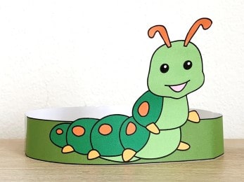 caterpillar paper crown printable bug craft activity for kids