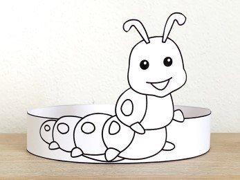 caterpillar paper crown printable coloring bug craft activity for kids
