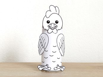 chicken toilet paper roll craft farm animal printable coloring decoration template for kids