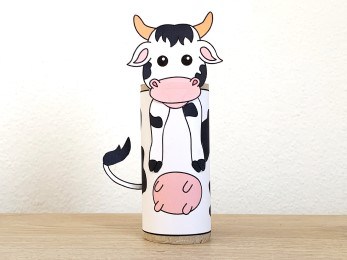 cow toilet paper roll craft farm animal printable decoration template for kids