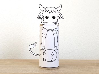 cow toilet paper roll craft farm animal printable coloring decoration template for kids