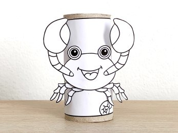 crab toilet paper roll craft ocean sea animal printable coloring decoration template for kids