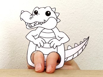 crocodile finger puppet template printable Australian animal coloring craft activity for kids