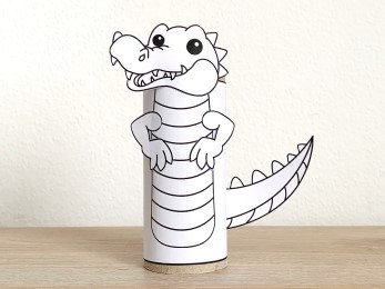 crocodile toilet paper roll craft Australian animal printable coloring decoration template for kids