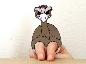 emu finger puppet template printable Australian animal craft activity for kids