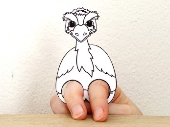 emu finger puppet template printable Australian animal coloring craft activity for kids