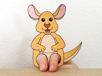 kangaroo finger puppet template printable Australian animal craft activity for kids