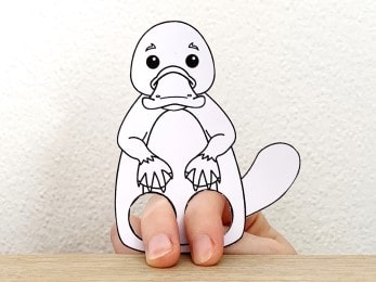 platypus finger puppet template printable Australian animal coloring craft activity for kids