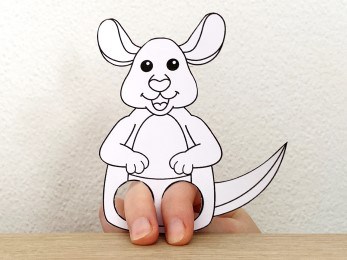 kangaroo finger puppet template printable Australian animal coloring craft activity for kids