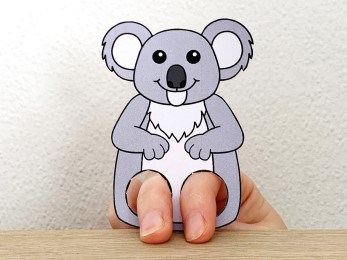 koala finger puppet template printable Australian animal craft activity for kids