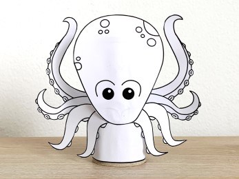 octopus toilet paper roll craft ocean sea animal printable coloring decoration template for kids