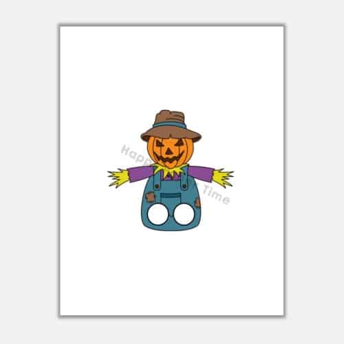 scarecrow finger puppet template printable Halloween craft activity for kids