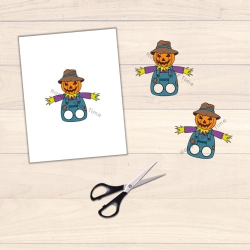 scarecrow finger puppet template printable Halloween craft activity for kids
