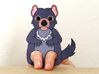 Tasmanian devil finger puppet template printable Australian animal craft activity for kids