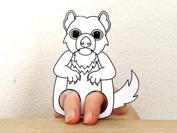 Tasmanian devil finger puppet template printable Australian animal coloring craft activity for kids
