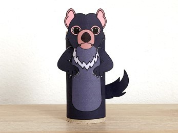Tasmanian devil toilet paper roll craft Australian animal printable decoration template for kids