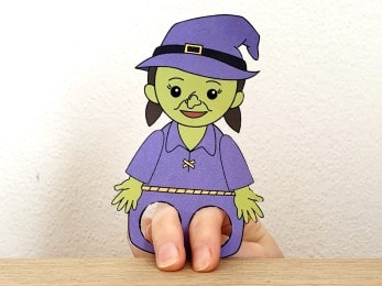 witch finger puppet template printable Halloween craft activity for kids