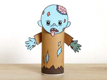 zombie toilet paper roll craft Halloween spooky day printable decoration template for kids