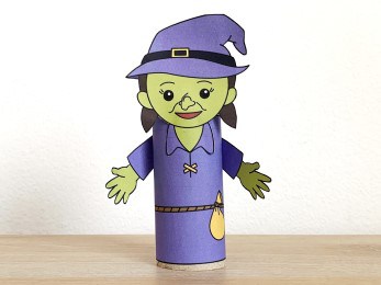 witch toilet paper roll craft Halloween spooky day printable decoration template for kids